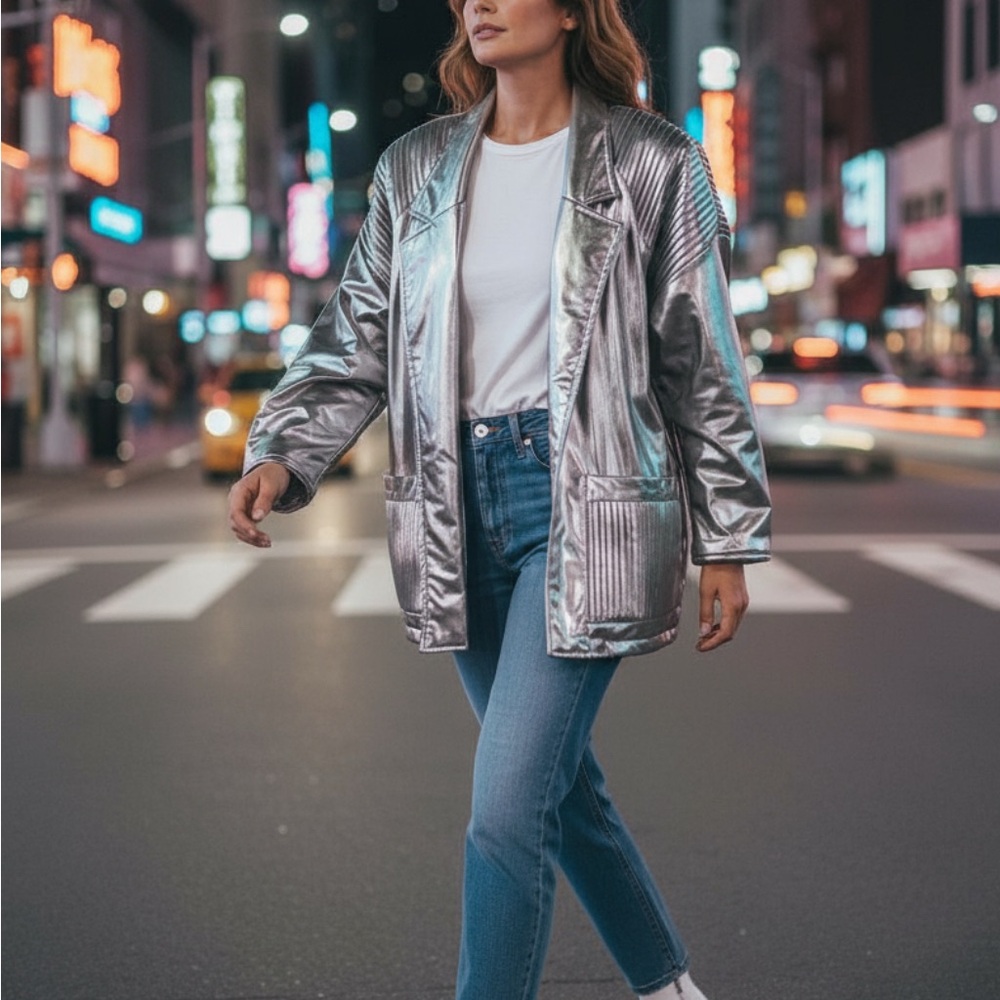 Metallic Silver Women's Blazer
